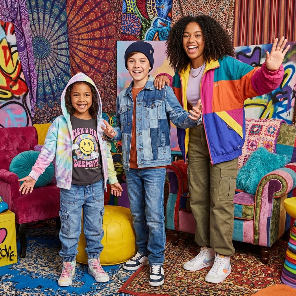 Diverse group of cool kids and teens